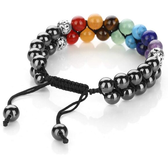 Strand 7 Chakra Crystals Yoga Stone Bead Chakra Relax Bracelet for Womens Mens - Picture 5 of 7